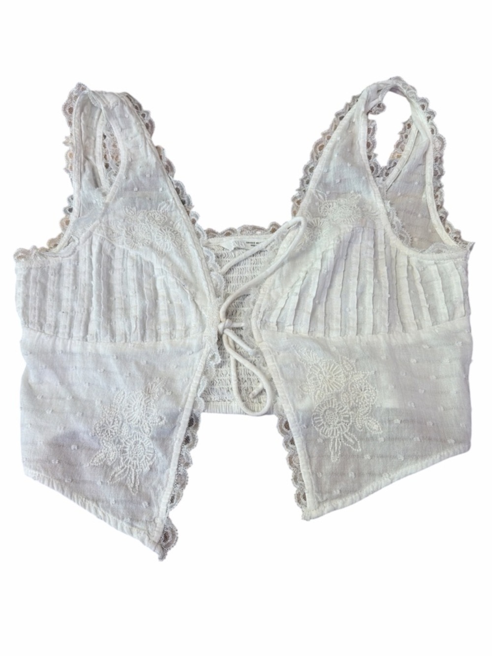 Zara Lace Camisole Tie Front Tank Top white cotton women’s small